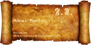 Nánai Martin névjegykártya